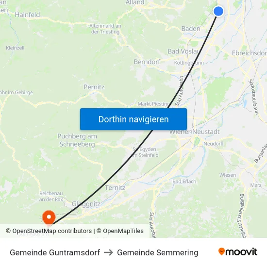 Gemeinde Guntramsdorf to Gemeinde Semmering map
