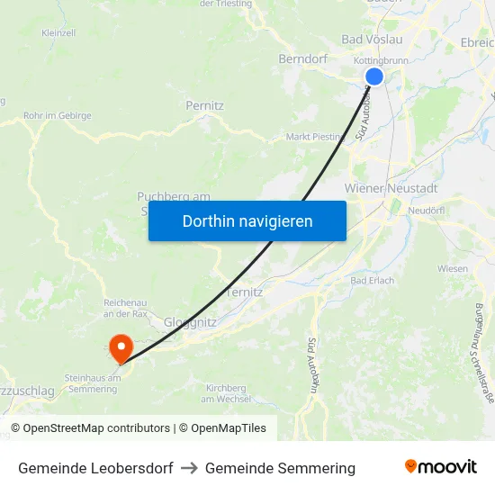 Gemeinde Leobersdorf to Gemeinde Semmering map