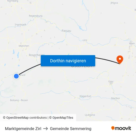 Marktgemeinde Zirl to Gemeinde Semmering map