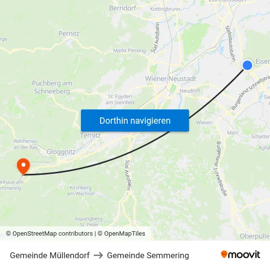 Gemeinde Müllendorf to Gemeinde Semmering map