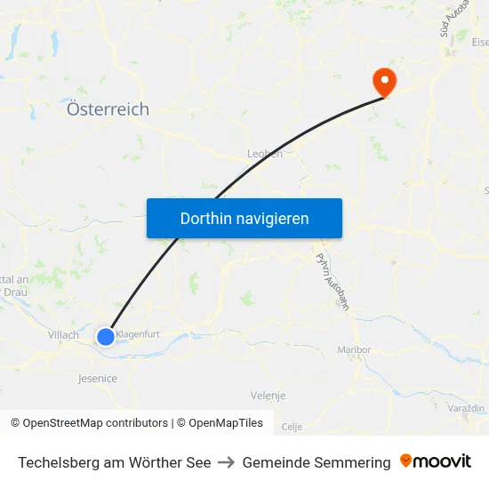 Techelsberg am Wörther See to Gemeinde Semmering map