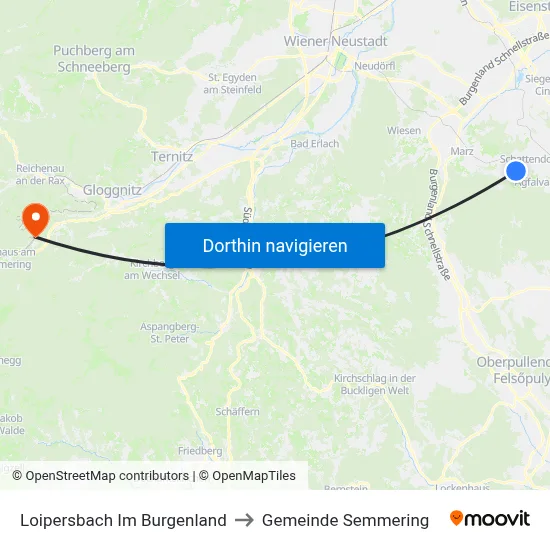 Loipersbach Im Burgenland to Gemeinde Semmering map