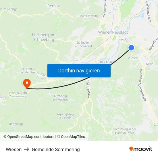 Wiesen to Gemeinde Semmering map