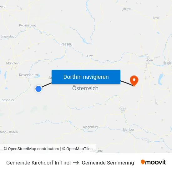 Gemeinde Kirchdorf In Tirol to Gemeinde Semmering map