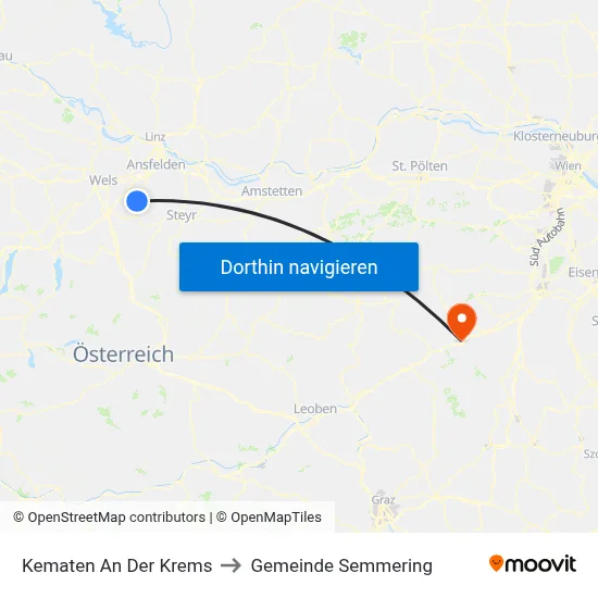 Kematen An Der Krems to Gemeinde Semmering map