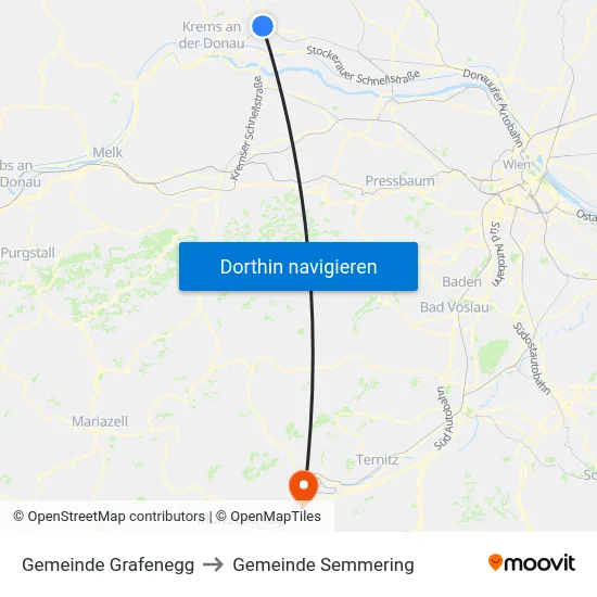 Gemeinde Grafenegg to Gemeinde Semmering map