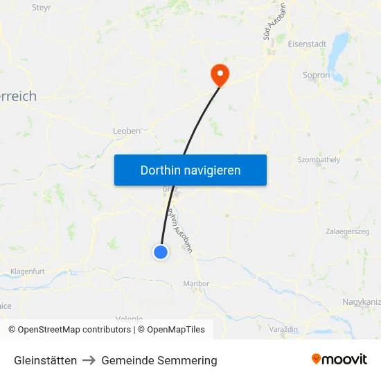 Gleinstätten to Gemeinde Semmering map