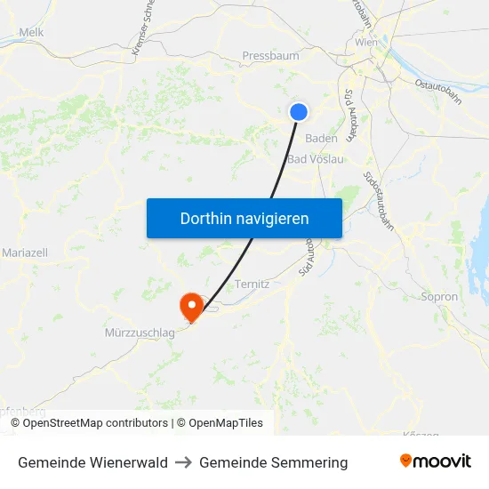 Gemeinde Wienerwald to Gemeinde Semmering map