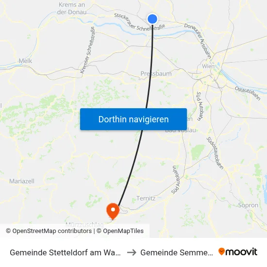 Gemeinde Stetteldorf am Wagram to Gemeinde Semmering map