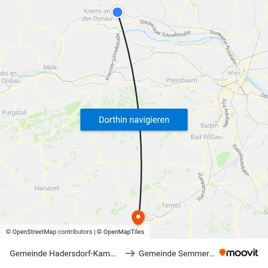 Gemeinde Hadersdorf-Kammern to Gemeinde Semmering map