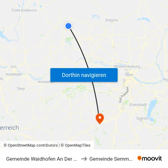 Gemeinde Waidhofen An Der Thaya to Gemeinde Semmering map