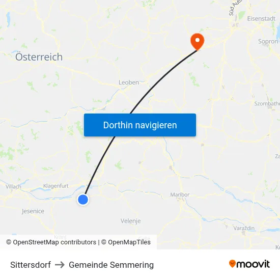 Sittersdorf to Gemeinde Semmering map