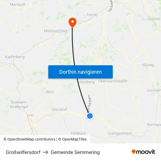 Großwilfersdorf to Gemeinde Semmering map