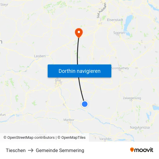 Tieschen to Gemeinde Semmering map
