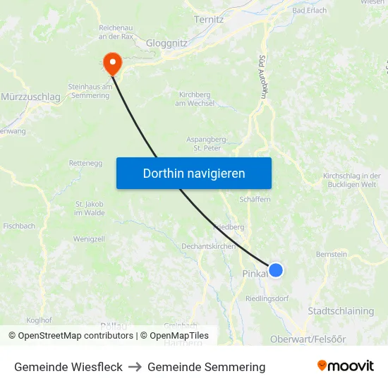 Gemeinde Wiesfleck to Gemeinde Semmering map