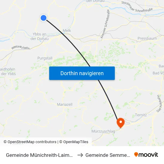 Gemeinde Münichreith-Laimbach to Gemeinde Semmering map