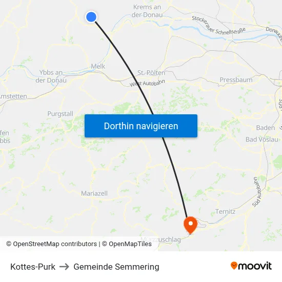 Kottes-Purk to Gemeinde Semmering map