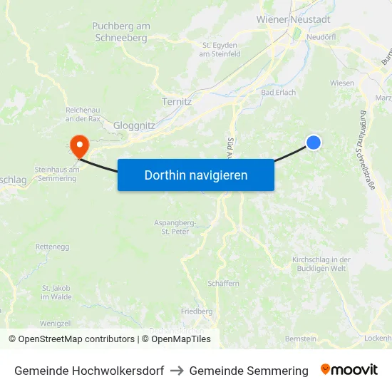 Gemeinde Hochwolkersdorf to Gemeinde Semmering map