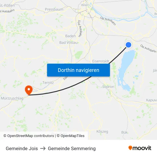 Gemeinde Jois to Gemeinde Semmering map