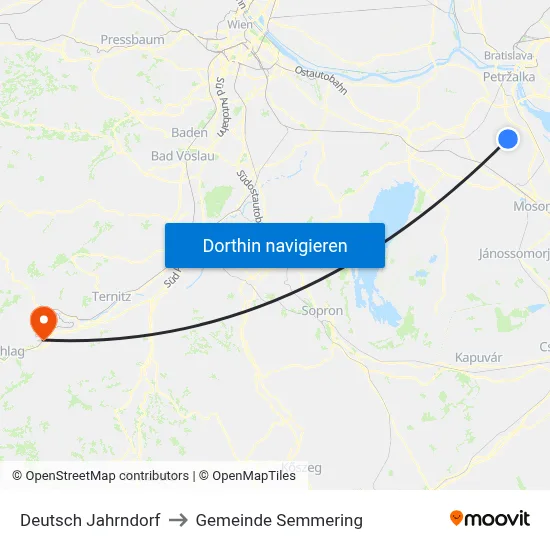 Deutsch Jahrndorf to Gemeinde Semmering map