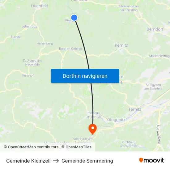 Gemeinde Kleinzell to Gemeinde Semmering map
