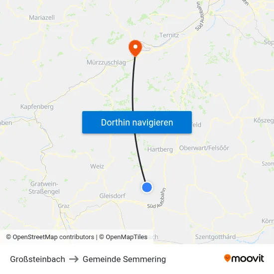 Großsteinbach to Gemeinde Semmering map