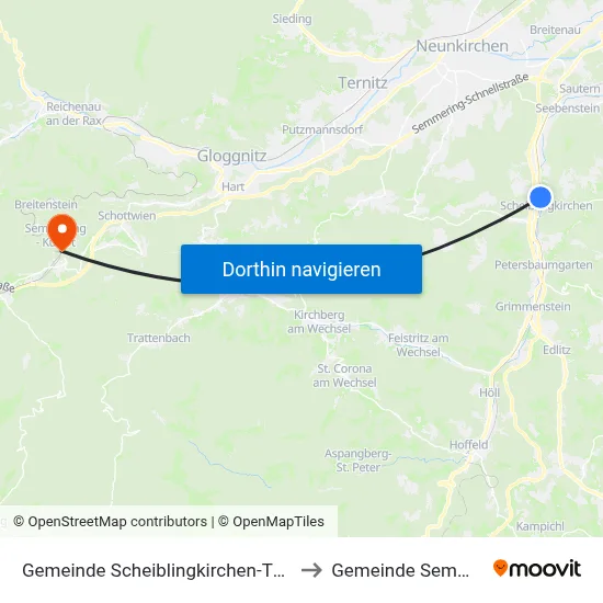 Gemeinde Scheiblingkirchen-Thernberg to Gemeinde Semmering map