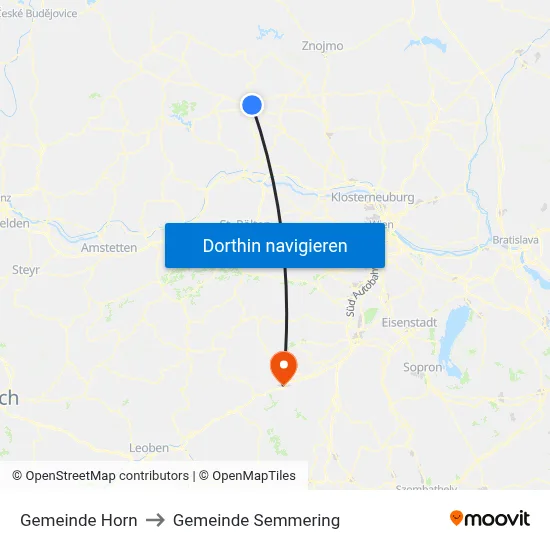 Gemeinde Horn to Gemeinde Semmering map