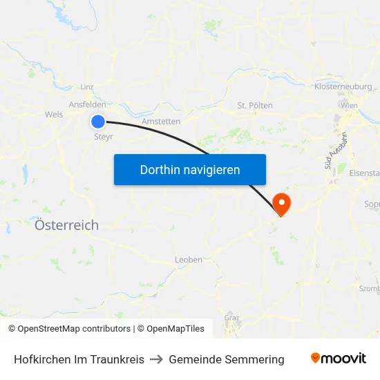 Hofkirchen Im Traunkreis to Gemeinde Semmering map