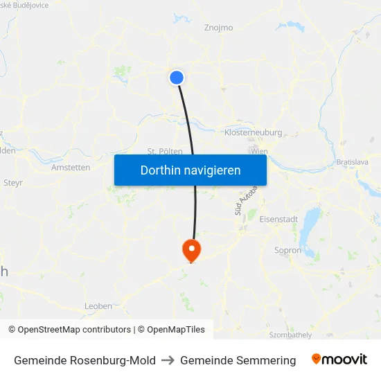 Gemeinde Rosenburg-Mold to Gemeinde Semmering map