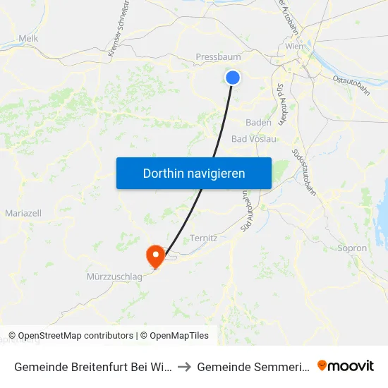 Gemeinde Breitenfurt Bei Wien to Gemeinde Semmering map