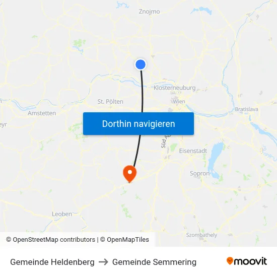 Gemeinde Heldenberg to Gemeinde Semmering map