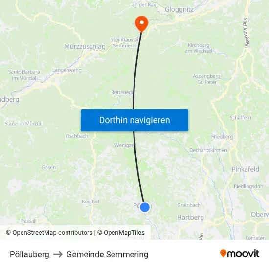 Pöllauberg to Gemeinde Semmering map