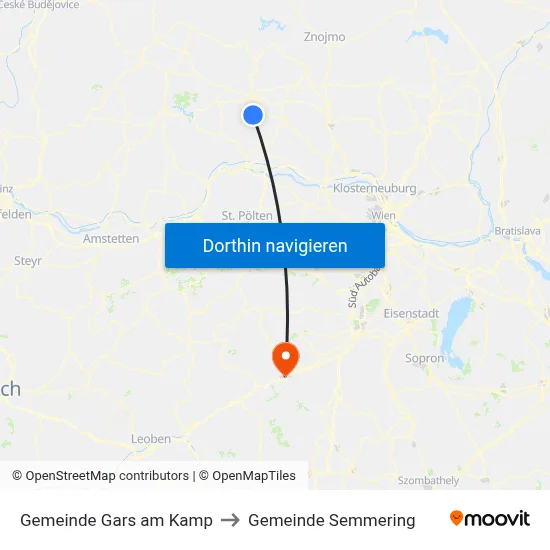 Gemeinde Gars am Kamp to Gemeinde Semmering map