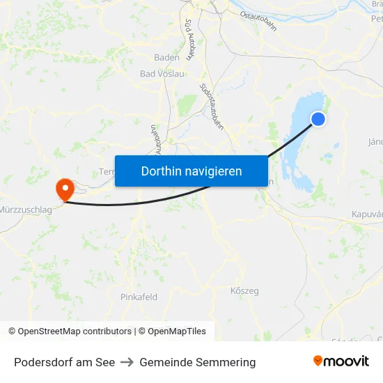Podersdorf am See to Gemeinde Semmering map