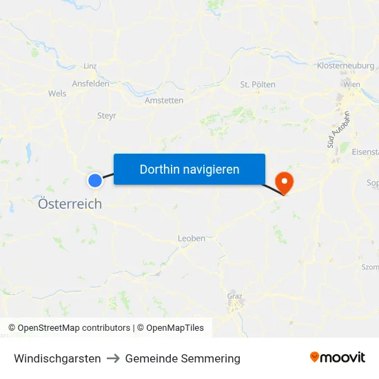 Windischgarsten to Gemeinde Semmering map