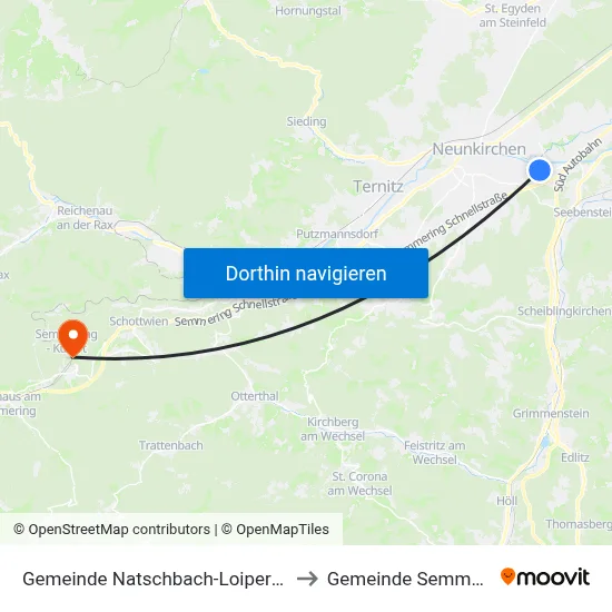 Gemeinde Natschbach-Loipersbach to Gemeinde Semmering map
