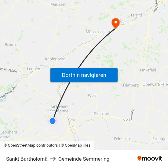 Sankt Bartholomä to Gemeinde Semmering map