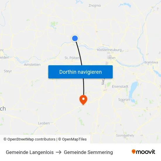 Gemeinde Langenlois to Gemeinde Semmering map