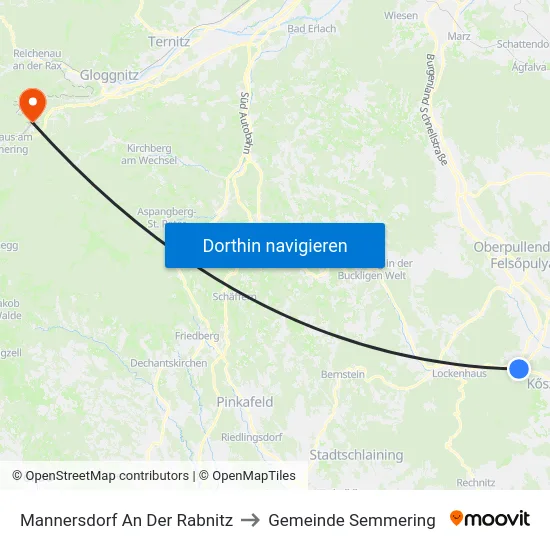 Mannersdorf An Der Rabnitz to Gemeinde Semmering map