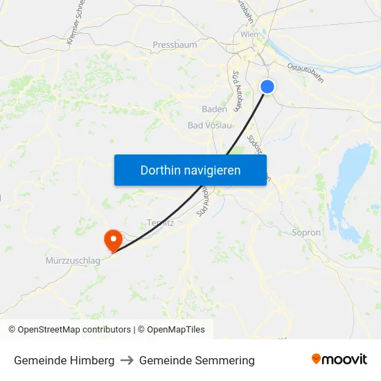 Gemeinde Himberg to Gemeinde Semmering map