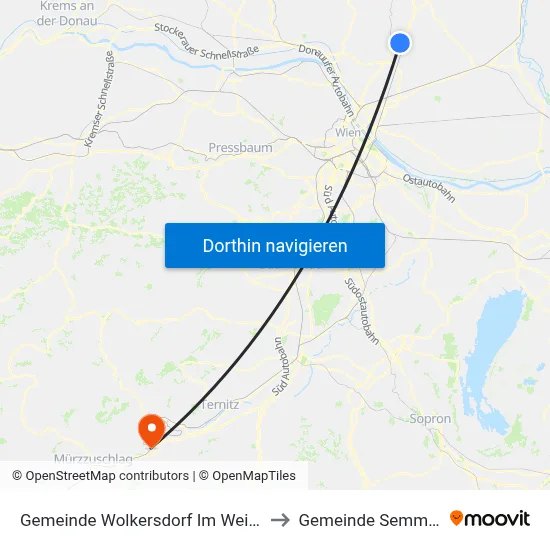 Gemeinde Wolkersdorf Im Weinviertel to Gemeinde Semmering map