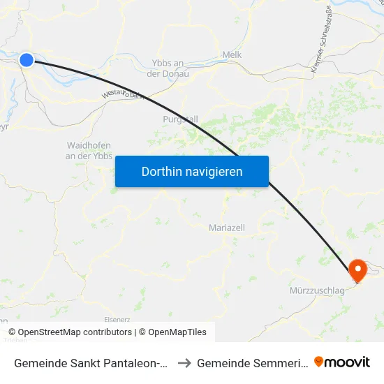 Gemeinde Sankt Pantaleon-Erla to Gemeinde Semmering map