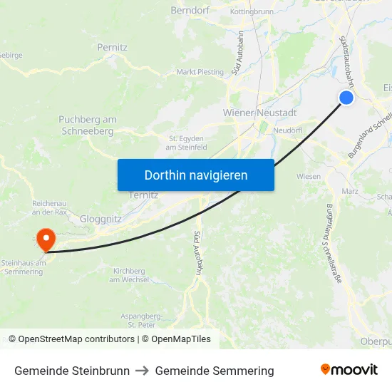 Gemeinde Steinbrunn to Gemeinde Semmering map