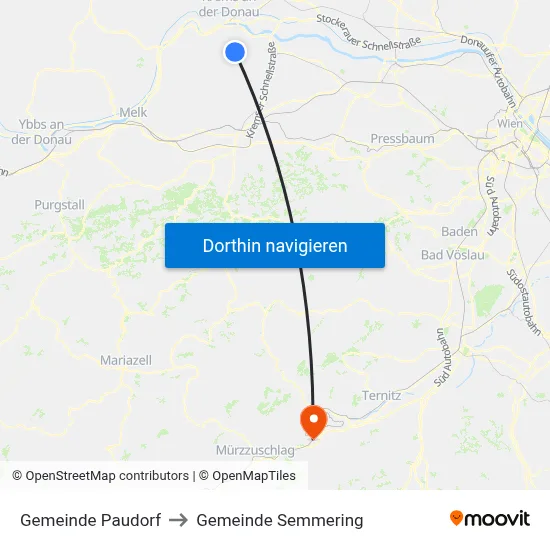 Gemeinde Paudorf to Gemeinde Semmering map