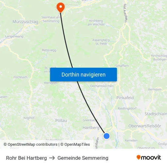 Rohr Bei Hartberg to Gemeinde Semmering map