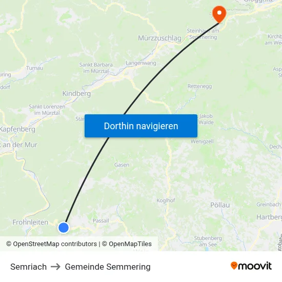 Semriach to Gemeinde Semmering map