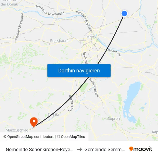 Gemeinde Schönkirchen-Reyersdorf to Gemeinde Semmering map