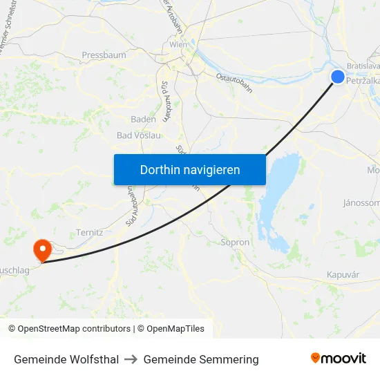 Gemeinde Wolfsthal to Gemeinde Semmering map