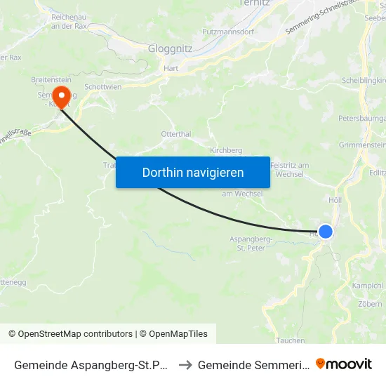 Gemeinde Aspangberg-St.Peter to Gemeinde Semmering map